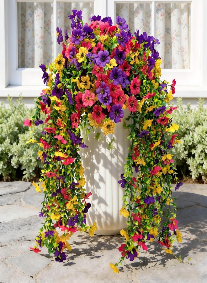 ColoPlay Artificial Hanging Flowers for Outdoors Faux Plants, 2PCS Artificial Outdoor Flowers for Spring Decor, UV Resistan Realistic Daisy Fake Hanging Plants for Indoor Planter Garden Porch(Vibrant Trio) - Image 1