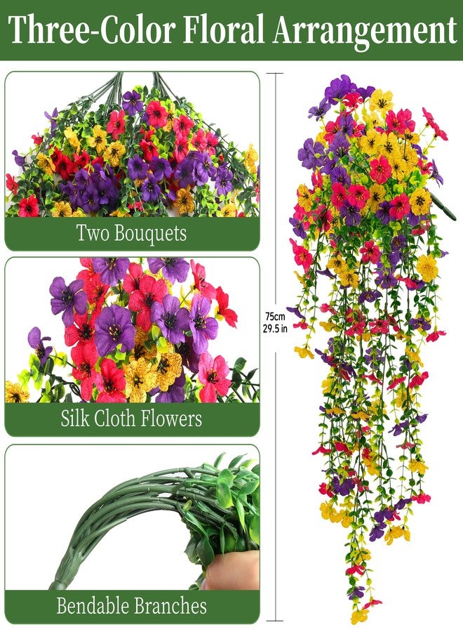 ColoPlay Artificial Hanging Flowers for Outdoors Faux Plants, 2PCS Artificial Outdoor Flowers for Spring Decor, UV Resistan Realistic Daisy Fake Hanging Plants for Indoor Planter Garden Porch(Vibrant Trio) - Image 2