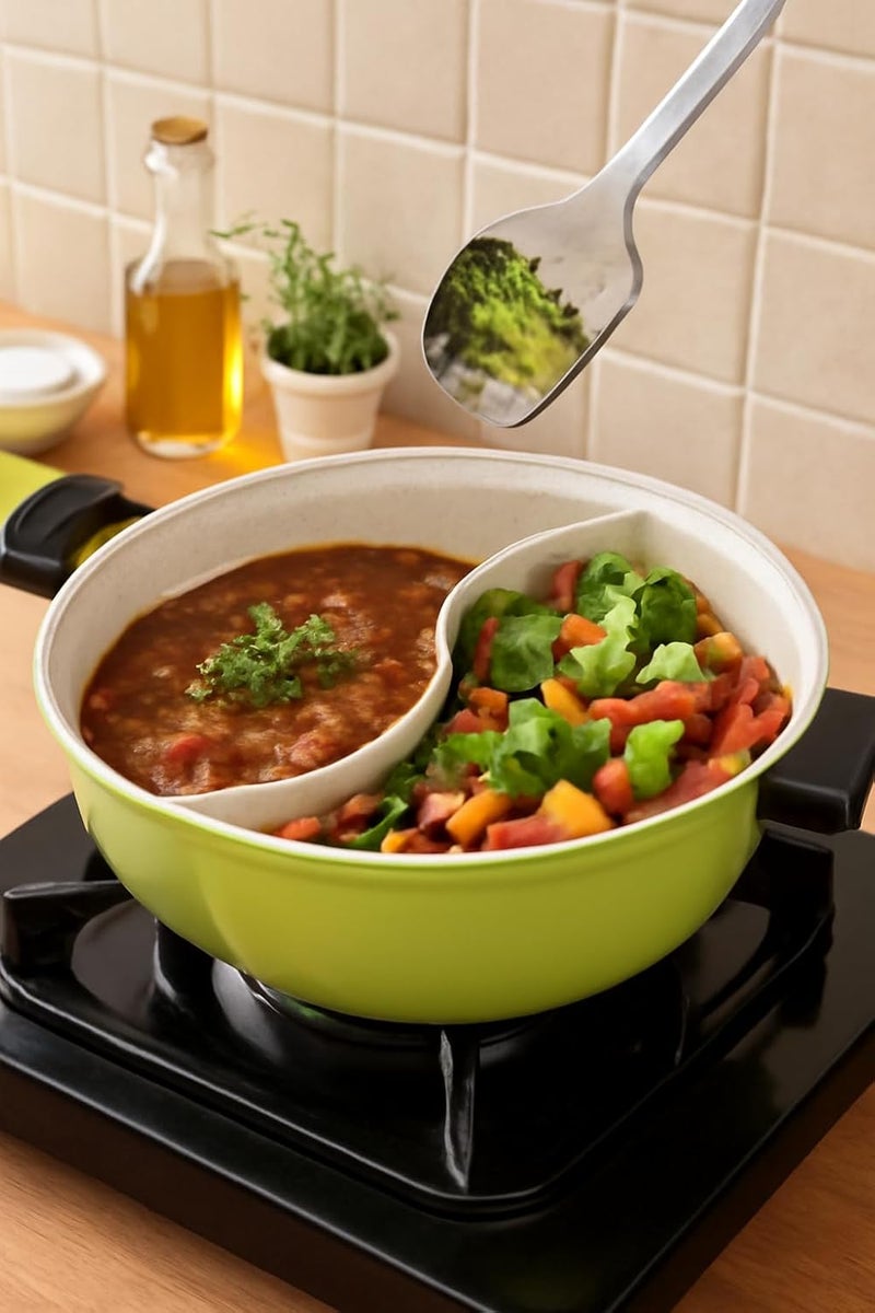 BS B&S Cast Aluminum Double Cookware Hotpot 30cm - Green - Image 5