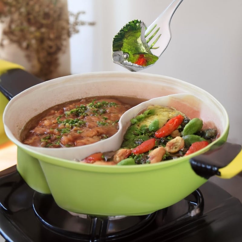 BS B&S Cast Aluminum Double Cookware Hotpot 30cm - Green - Image 2