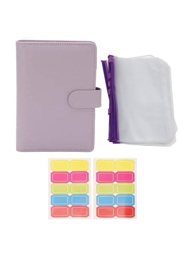 Thoraya Binder Planner A6 6 Holes PVC PU Leather Sufficient Capacity Loose Leaf Rings Soft Waterproof Portable Binder Notebook Purple  - Image 1