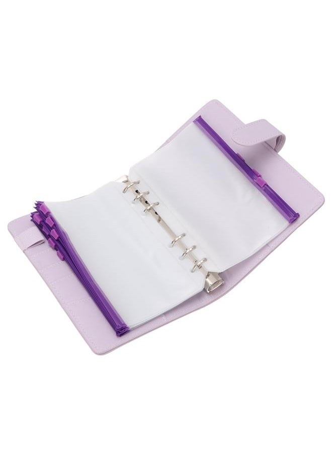Thoraya Binder Planner A6 6 Holes PVC PU Leather Sufficient Capacity Loose Leaf Rings Soft Waterproof Portable Binder Notebook Purple  - Image 3
