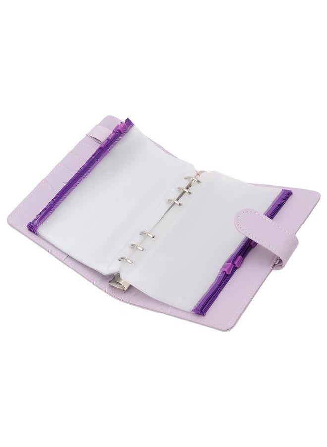 Thoraya Binder Planner A6 6 Holes PVC PU Leather Sufficient Capacity Loose Leaf Rings Soft Waterproof Portable Binder Notebook Purple  - Image 2