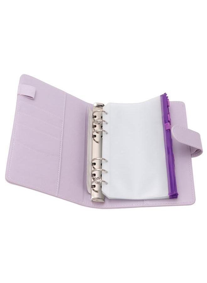 Thoraya Binder Planner A6 6 Holes PVC PU Leather Sufficient Capacity Loose Leaf Rings Soft Waterproof Portable Binder Notebook Purple  - Image 4
