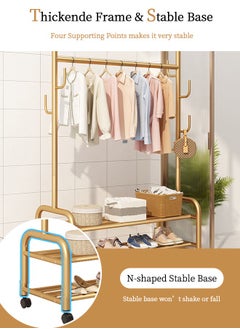GUDOO Metal Clothes Hanger Organizer and Black Clothes Stand with Wheels 165x100x37cm  - Image 4