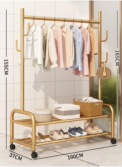 GUDOO Metal Clothes Hanger Organizer and Black Clothes Stand with Wheels 165x100x37cm  - Image 1