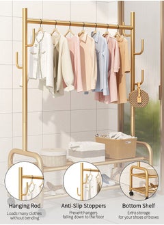 GUDOO Metal Clothes Hanger Organizer and Black Clothes Stand with Wheels 165x100x37cm  - Image 2