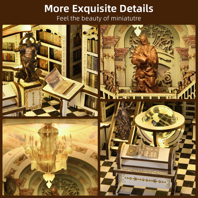 CCCDF ð‚ð‚ð‚ðƒð… DIY Book Nook Kit, DIY Miniature Dollhouse Booknook Kit, 3D Wooden Puzzle Bookend Bookshelf Insert Decor with LED Light for Adults (Library of Gods Max) - Image 4