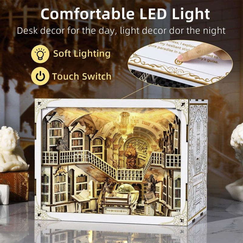 CCCDF ð‚ð‚ð‚ðƒð… DIY Book Nook Kit, DIY Miniature Dollhouse Booknook Kit, 3D Wooden Puzzle Bookend Bookshelf Insert Decor with LED Light for Adults (Library of Gods Max) - Image 3
