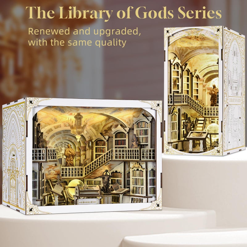 CCCDF ð‚ð‚ð‚ðƒð… DIY Book Nook Kit, DIY Miniature Dollhouse Booknook Kit, 3D Wooden Puzzle Bookend Bookshelf Insert Decor with LED Light for Adults (Library of Gods Max) - Image 5