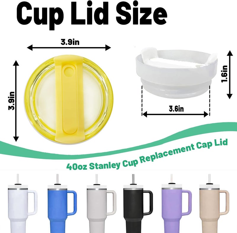 Fabenyok 40 OZ Tumbler Lid Replacement Fit for Stanley Cup, 2 Pack Clear Replacement Lids Fit for Stanley Travel Tumbler, Spill Proof Tumbler Covers for Stanley Cup Accessories (Yellow) - Image 2