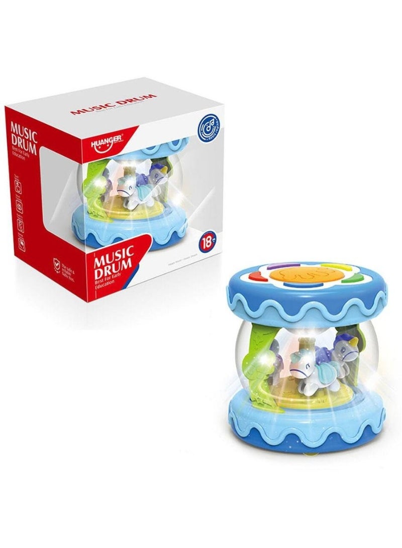 HUANGER HE0701 لعبة طبل موسيقي دوار للأطفال - أزرق - Image 1