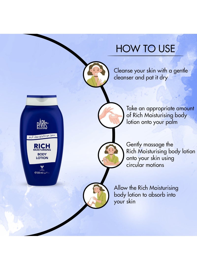 باريس كولكشن غسول الجسم بالجلسرين للترطيب المكثف، لوشن مرطب للجسم للجنسين 300 مل - Image 3