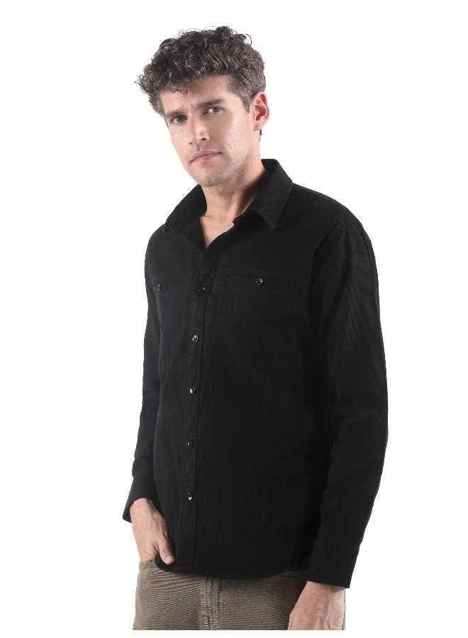 Beyoung Black Welt Pocketed Shirt