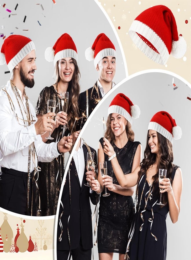 Shyyween 3 Pcs Santa Hat Christmas Hats Knitted Red Beanie for Xmas Adult Women Men Holiday Party - Image 3