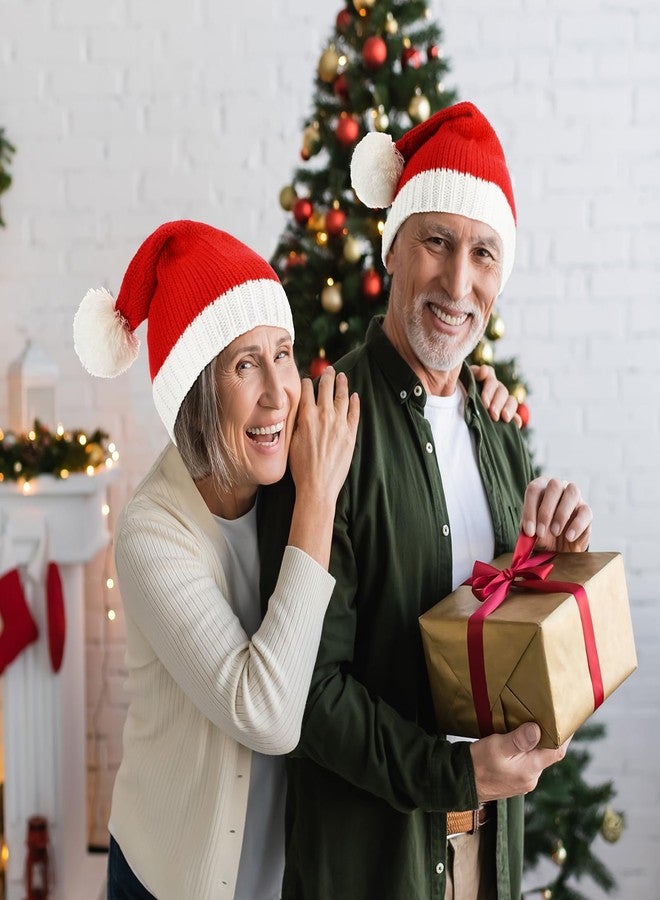 Shyyween 3 Pcs Santa Hat Christmas Hats Knitted Red Beanie for Xmas Adult Women Men Holiday Party - Image 4