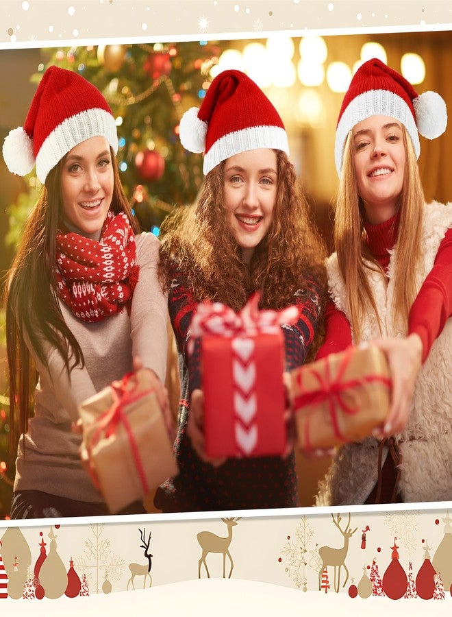Shyyween 3 Pcs Santa Hat Christmas Hats Knitted Red Beanie for Xmas Adult Women Men Holiday Party - Image 5