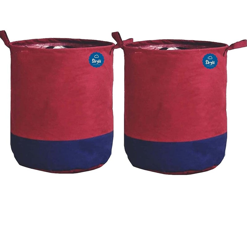 SKYLII Laundry Bag 45 L Durable and Collapsible Laundry storage Bag with Handles Clothes Toys Storage Foldable Laundry Bag for Dirty Clothes Pack of 2 Pc Maroon - Image 1
