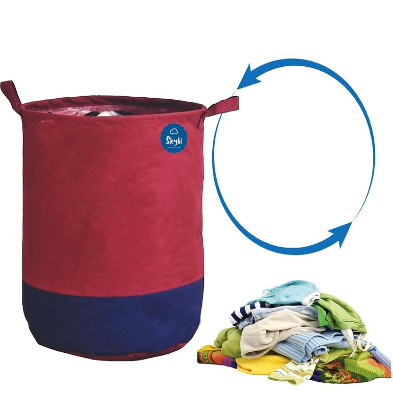 SKYLII Laundry Bag 45 L Durable and Collapsible Laundry storage Bag with Handles Clothes Toys Storage Foldable Laundry Bag for Dirty Clothes Pack of 2 Pc Maroon - Image 4