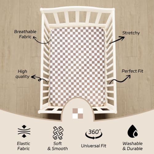 FIGEPO 4 Pack Checkered Crib Sheets Neutral Breathable Fitted Baby Sheets Nursery Sheets for Baby Boys or Girls (Crib Sheet) - Image 5
