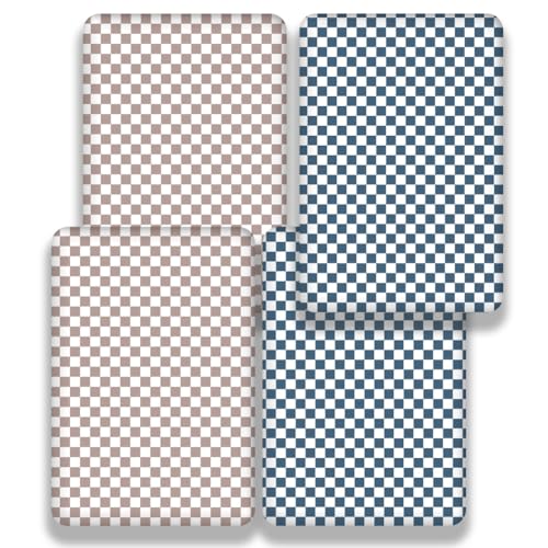 FIGEPO 4 Pack Checkered Crib Sheets Neutral Breathable Fitted Baby Sheets Nursery Sheets for Baby Boys or Girls (Crib Sheet) - Image 4