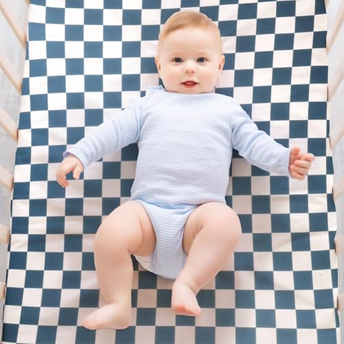 FIGEPO 4 Pack Checkered Crib Sheets Neutral Breathable Fitted Baby Sheets Nursery Sheets for Baby Boys or Girls (Crib Sheet) - Image 3