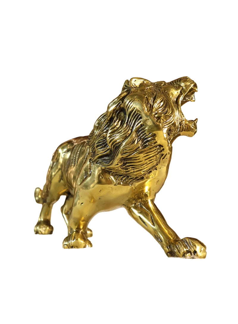 Handcrafted Pure Brass Lion Sculpture - Engraved Luxury Art Piece, 2.6 KG - Image 4