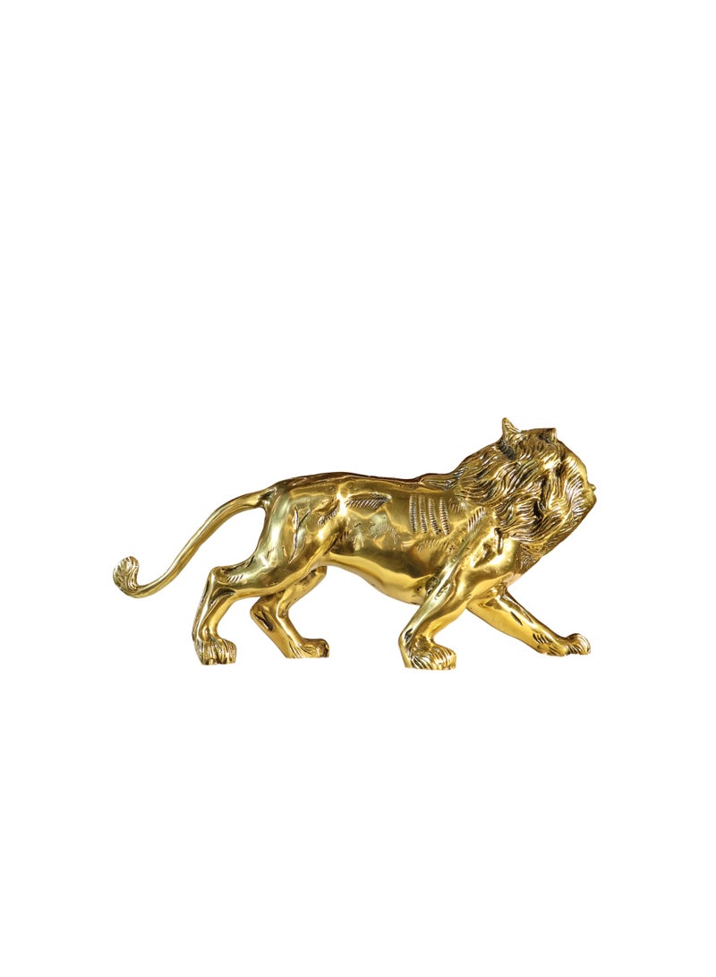 Handcrafted Pure Brass Lion Sculpture - Engraved Luxury Art Piece, 2.6 KG - Image 1