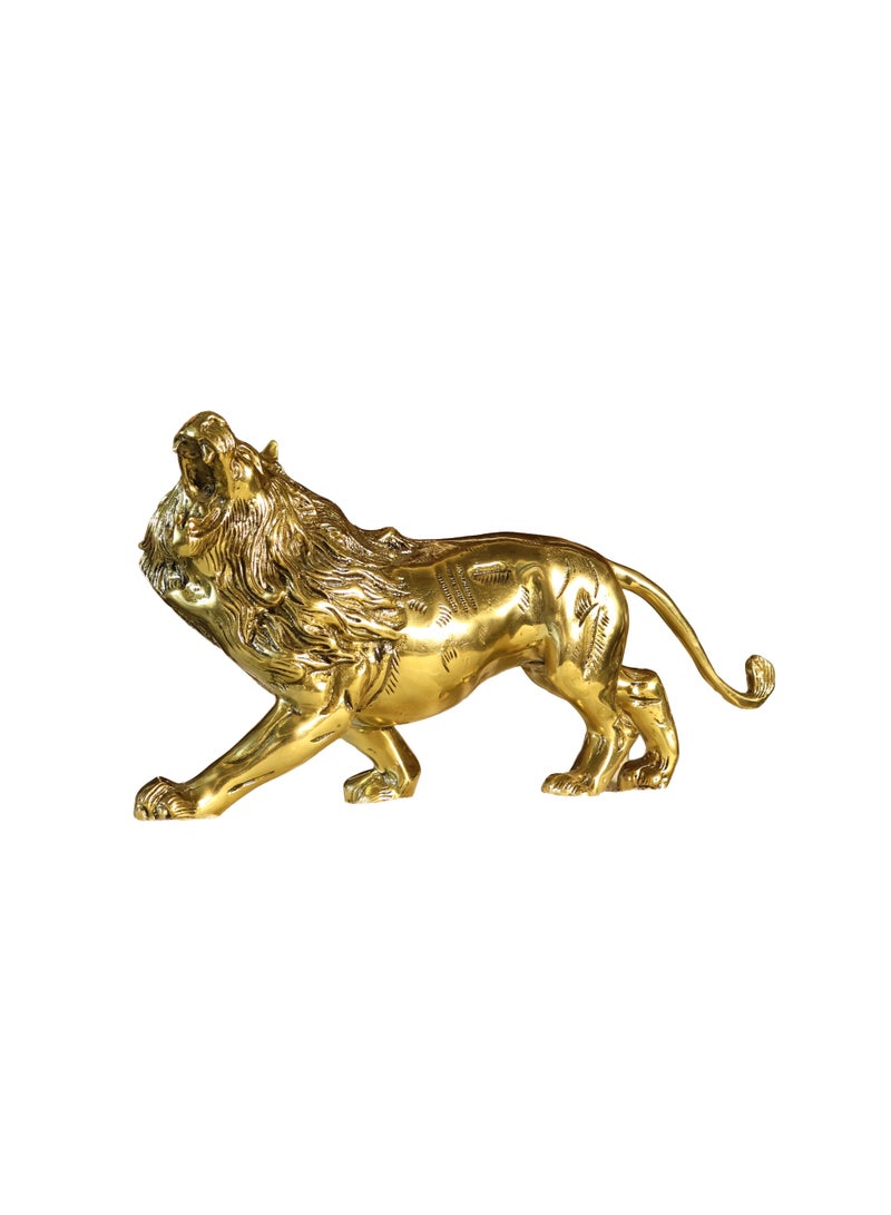 Handcrafted Pure Brass Lion Sculpture - Engraved Luxury Art Piece, 2.6 KG - Image 3