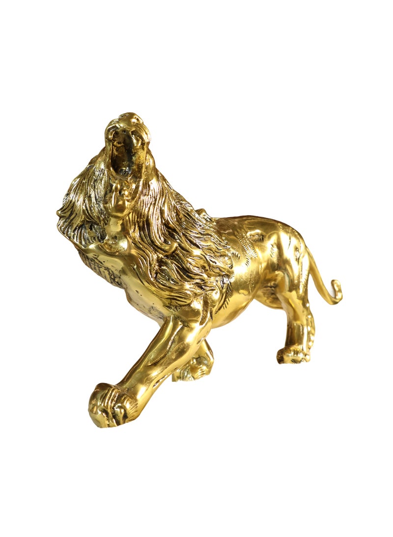 Handcrafted Pure Brass Lion Sculpture - Engraved Luxury Art Piece, 2.6 KG - Image 5