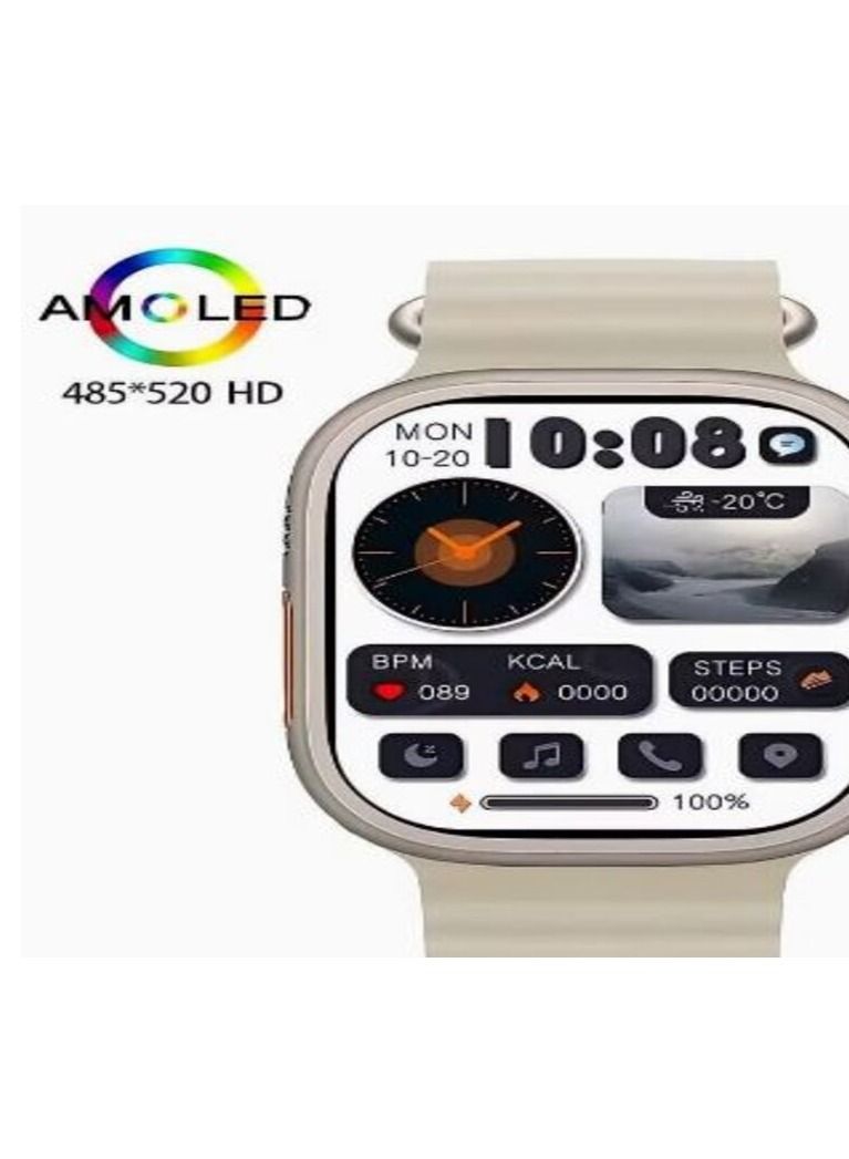 HK8 Pro Max 2.12" AMOLED screen Ultra Smart Watch Series 8 49mm Memory 256MB Battery 320mAh Compass NFC Waterproof IP68 Wireless Charging Beige - Image 2