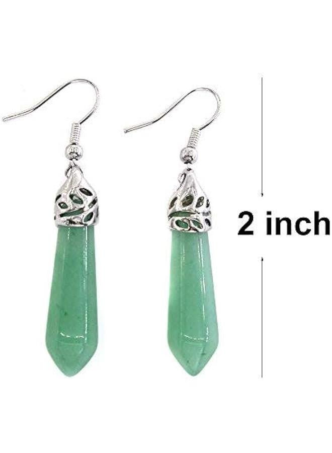 Real Natural Quartz Stone Healing Point Crystal Chakra Dangle Earrings 's day Mother's day Gift  - Image 5