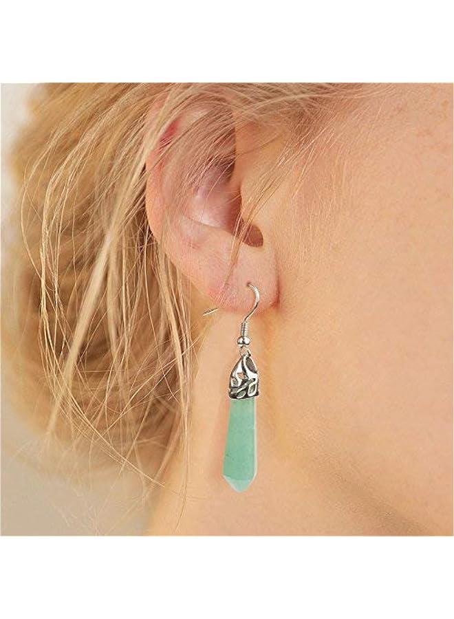 Real Natural Quartz Stone Healing Point Crystal Chakra Dangle Earrings 's day Mother's day Gift  - Image 3