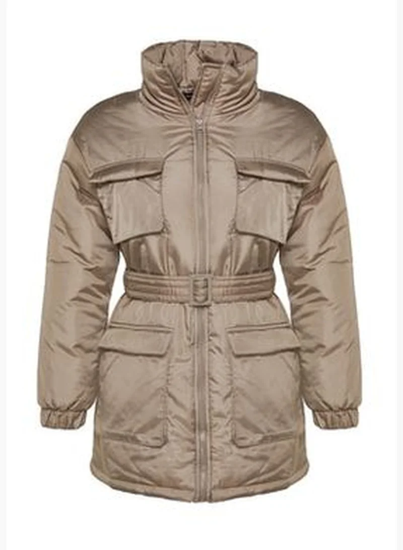trendyol Mink Oversize Arched, Pocket Detailed, Water-Repellent Quilted Inflatable Coat TWOAW24MO00060