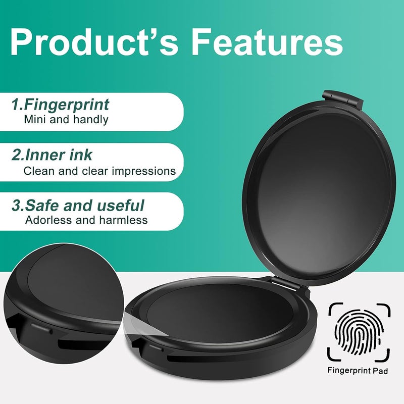 Fiada 3 Pieces Fingerprint Ink Pads Thumbprint Ink Pads Black Stamp for Office Notary Supplies Identification Notary Security ID Fingerprint Cards Law Enforcement Kit - Image 3