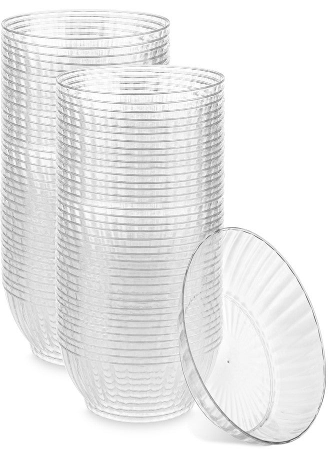 PLASTICPRO 100 Pack Plastic Bowls Crystal Like 10 oz Bowls Elegant Clear Plastic Bowls for Party and Occasions - Image 1