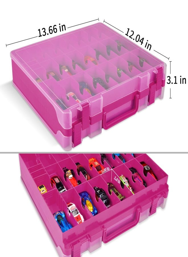 ALCYON Double Sided Toy Storage Organizer Case for Hot Wheels Car, for Matchbox Cars, for Mini Toys, for Small Dolls. Carrying Box Container Carrier with 48 Compartments - Purple (Box Only) - Image 4
