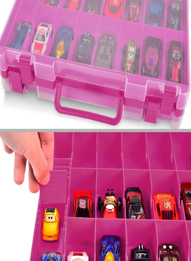 ALCYON Double Sided Toy Storage Organizer Case for Hot Wheels Car, for Matchbox Cars, for Mini Toys, for Small Dolls. Carrying Box Container Carrier with 48 Compartments - Purple (Box Only) - Image 3