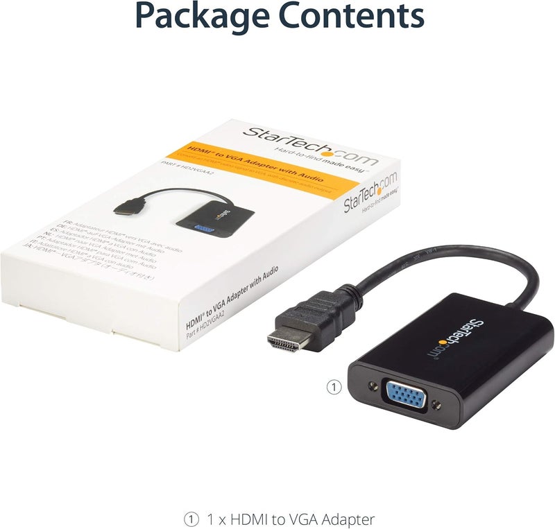 Star Tech .com HDMI to VGA Adapter – 1920x1080 – HDMI Converter with Audio Output – VGA to HDMI Monitor Adapter (HD2VGAA2),Black - Image 3
