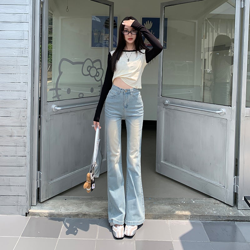 Spice Girls Vintage Weird Jeans Women'S High Waist Stretch Slim Fit Slimming Horseshoe Flared Pants - Image 2