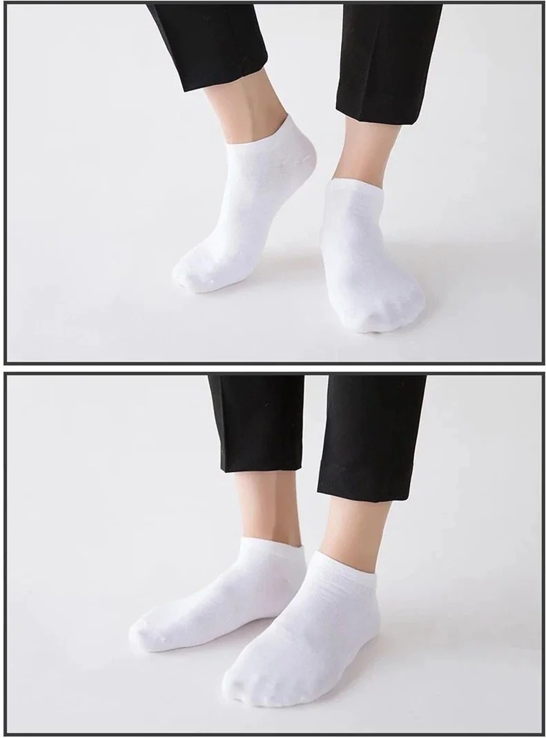 بي جي كي Unisex 10 Pairs Koton Economical Black + White Color Booties