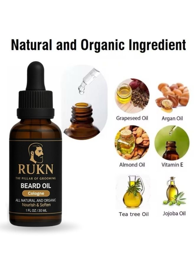 RUKN Beard Oil for Men with scent sandalwood – Nourishing & Moisturizing Beard Care, 30ml - Image 2