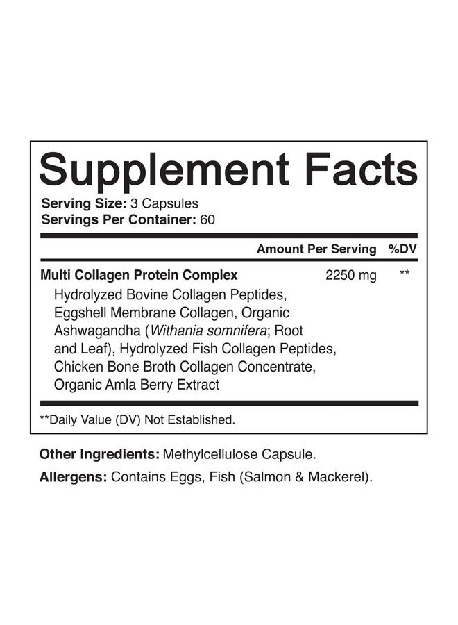 NutriFlair نيتري فلاير متعدد ببتيدات الكولاجين 2250 ملغ - النوع I، II، III، V، X - مكملات الكولاجين المعقدة على شكل مسحوق وكبسولات للنساء والرجال - بروتين مهدرج، شعر صحي، بشرة، أظافر - غير معدلة وراثيًا (180 كبسولة) - Image 2