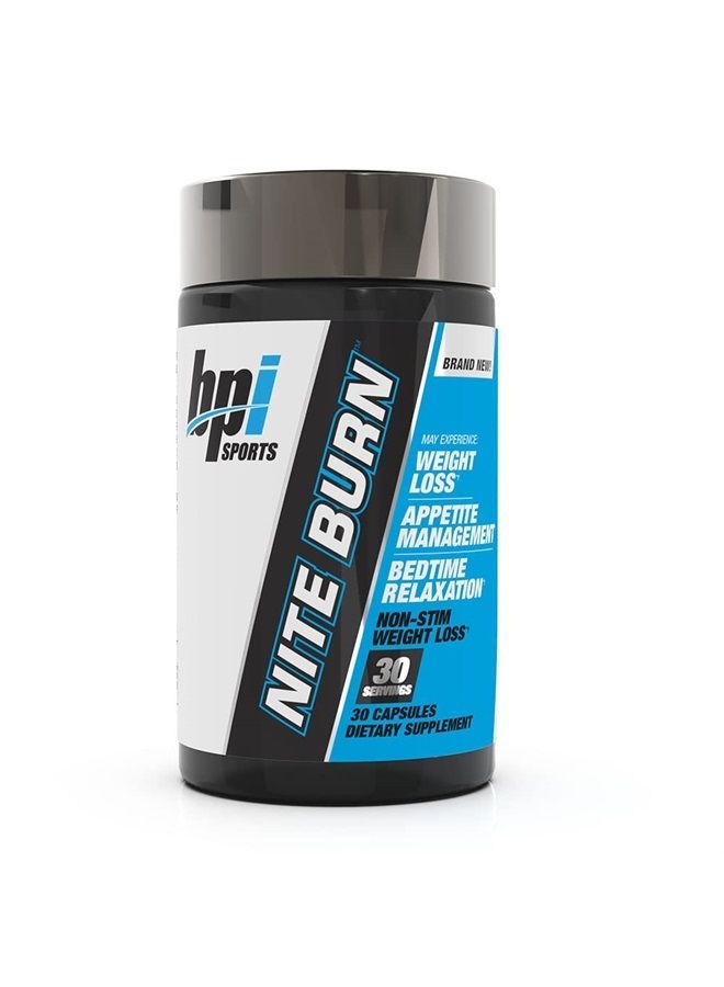 BPI SPORTS Nite burn – Nighttime Fat Burner & Sleep Support – Keto-Friendly – Weight Loss, Burn Fat, Relaxation, Boost Metabolism – 30 servings – 640mg, Capsule - Image 1