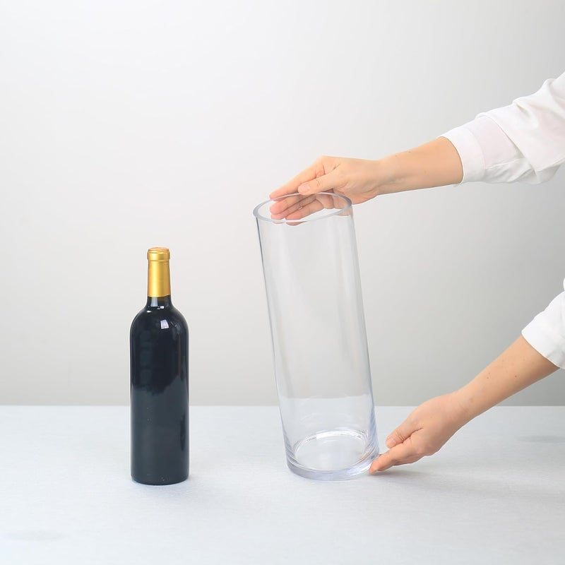 CYS EXCEL Glass Cylinder Vase (H:14" D:5") | Multiple Size Choices Glass Flower Vase Centerpieces | Hurricane Floating Candle Holder Vase - Image 1