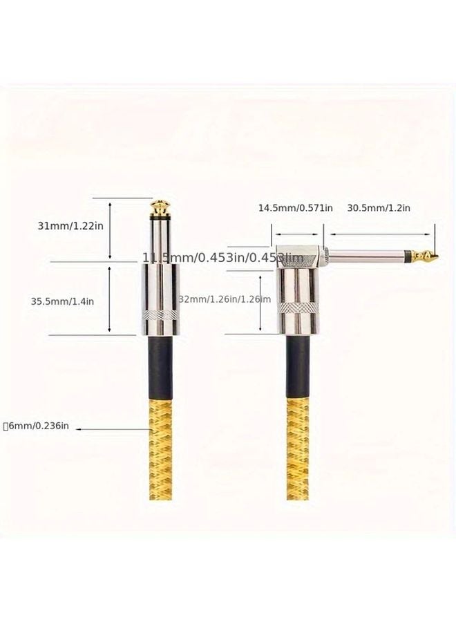 Premium Electric Guitar Bass Amplifier Cable 10ft 20ft High Fidelity Sound Durable Flexible Right Angle Large Three Core - Image 3