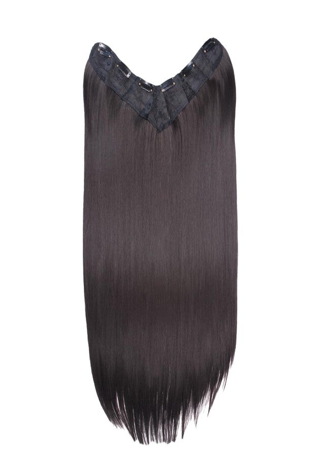 Fully 6 Clips V Shape Hair Extension for Women and Girls | Synthetic Long Straight Hair Extension for Women to Increase Instant Hair Length (Brown) - Image 4