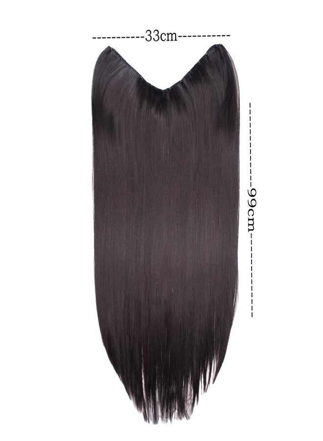 Fully 6 Clips V Shape Hair Extension for Women and Girls | Synthetic Long Straight Hair Extension for Women to Increase Instant Hair Length (Brown) - Image 1
