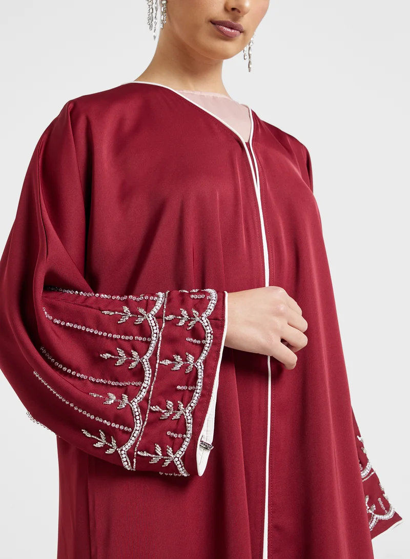 Khizana Abaya Embroidered Sleeves & Sheila