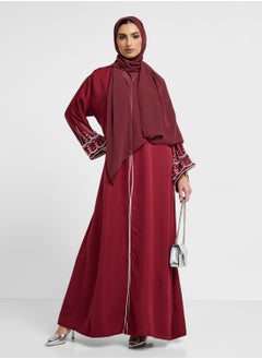 Khizana Abaya Embroidered Sleeves & Sheila  - Image 5